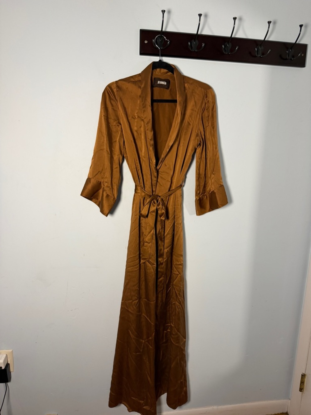 100% Silk Reformation Long Robe Dress in gold - Picture 2 of 10